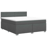 Box Spring Bed with Mattress Dark Grey 137 x 190 cm Fabric