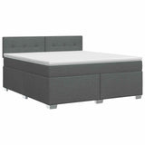 Box Spring Bed with Mattress Dark Grey 152 x 203 cm Fabric