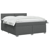 Box Spring Bed with Mattress Dark Grey 152 x 203 cm Fabric