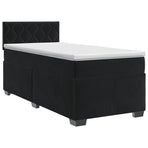 Box Spring Bed with Mattress Black 107 x 203 cm Velvet