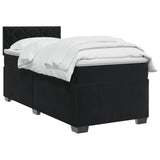 Box Spring Bed with Mattress Black 107 x 203 cm Velvet - Front View
