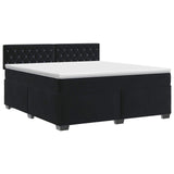 Box Spring Bed with Mattress Black 153 x 203 cm Velvet