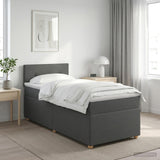 Box Spring Bed with Mattress Dark Grey 107 x 203 cm Fabric