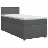 Box Spring Bed with Mattress Dark Grey 107 x 203 cm Fabric