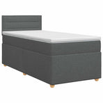 Box Spring Bed with Mattress Dark Grey 107 x 203 cm Fabric