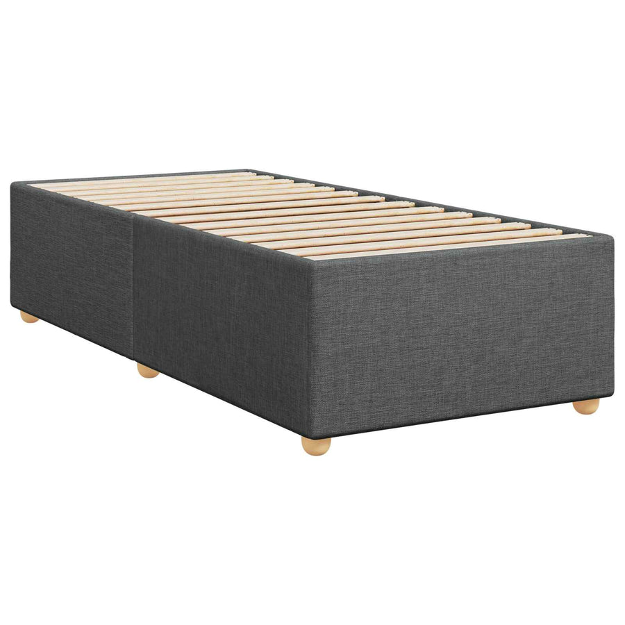 Box Spring Bed with Mattress Dark Grey 107 x 203 cm Fabric