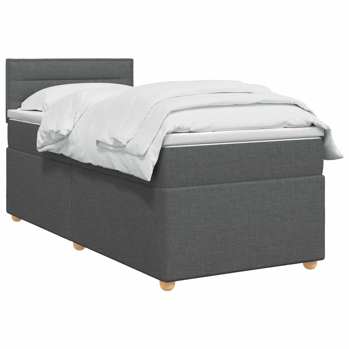 Box Spring Bed with Mattress Dark Grey 107 x 203 cm Fabric