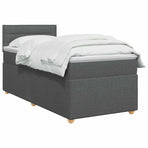 Box Spring Bed with Mattress Dark Grey 107 x 203 cm Fabric