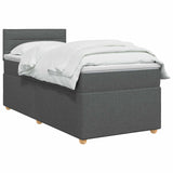 Box Spring Bed with Mattress Dark Grey 107 x 203 cm Fabric - Front View
