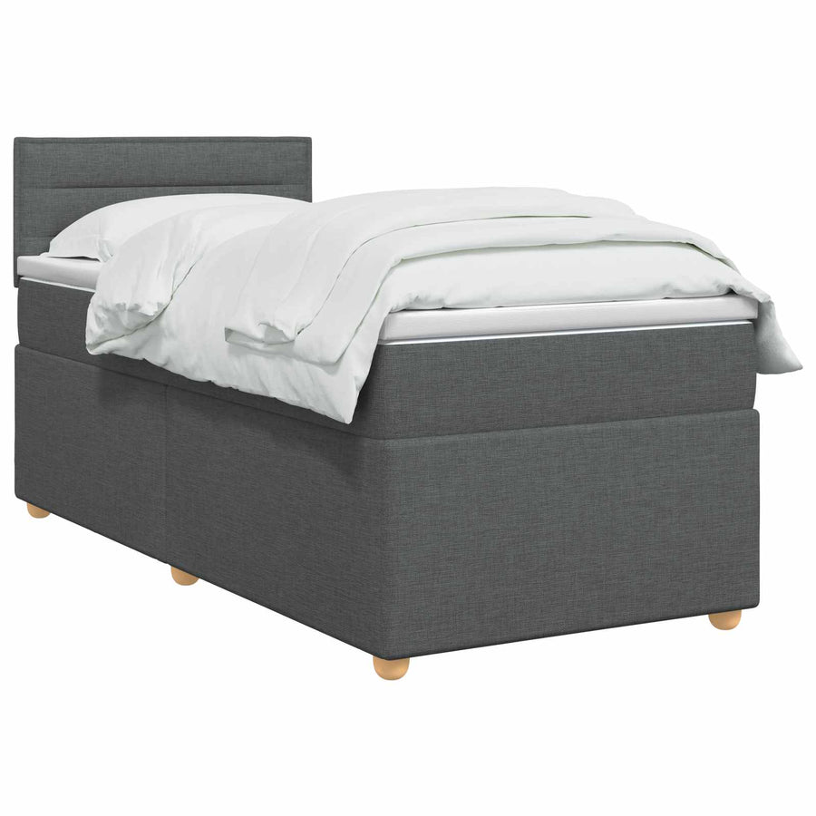 Box Spring Bed with Mattress Dark Grey 107 x 203 cm Fabric