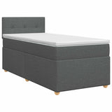 Box Spring Bed with Mattress Dark Grey 107 x 203 cm Fabric