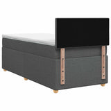 Box Spring Bed with Mattress Dark Grey 107 x 203 cm Fabric - Close-Up Angle