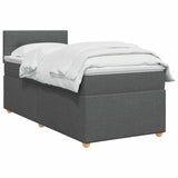 Box Spring Bed with Mattress Dark Grey 107 x 203 cm Fabric - Front View