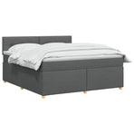 Box Spring Bed with Mattress Dark Grey 137 x 190 cm Fabric