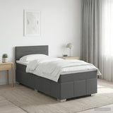 Box Spring Bed with Mattress Dark Grey 107 x 203 cm Fabric