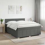 Box Spring Bed with Mattress Dark Grey 153 x 203 cm Fabric