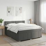 Box Spring Bed with Mattress Dark Grey 153 x 203 cm Fabric