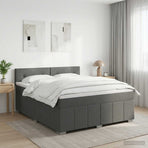 Box Spring Bed with Mattress Dark Grey 153 x 203 cm Fabric
