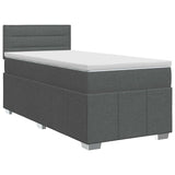Box Spring Bed with Mattress Dark Grey 107 x 203 cm Fabric