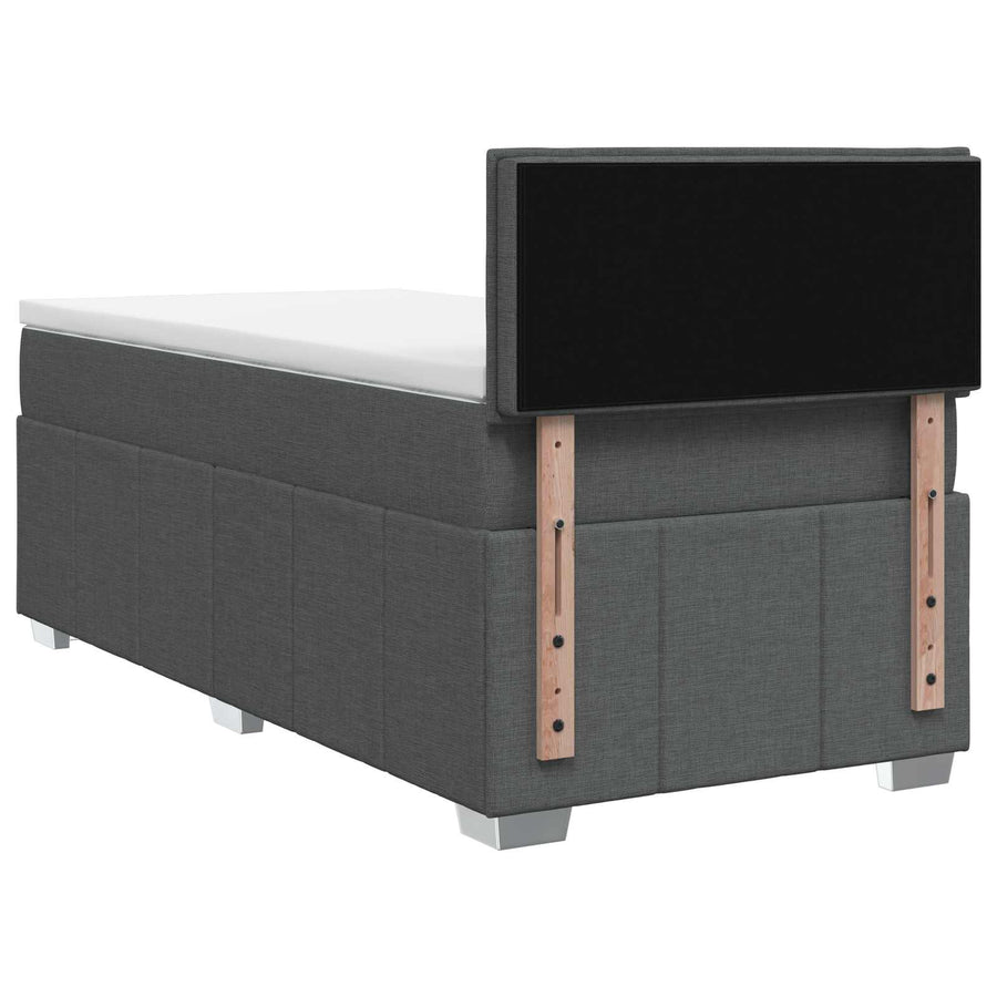Box Spring Bed with Mattress Dark Grey 107 x 203 cm Fabric