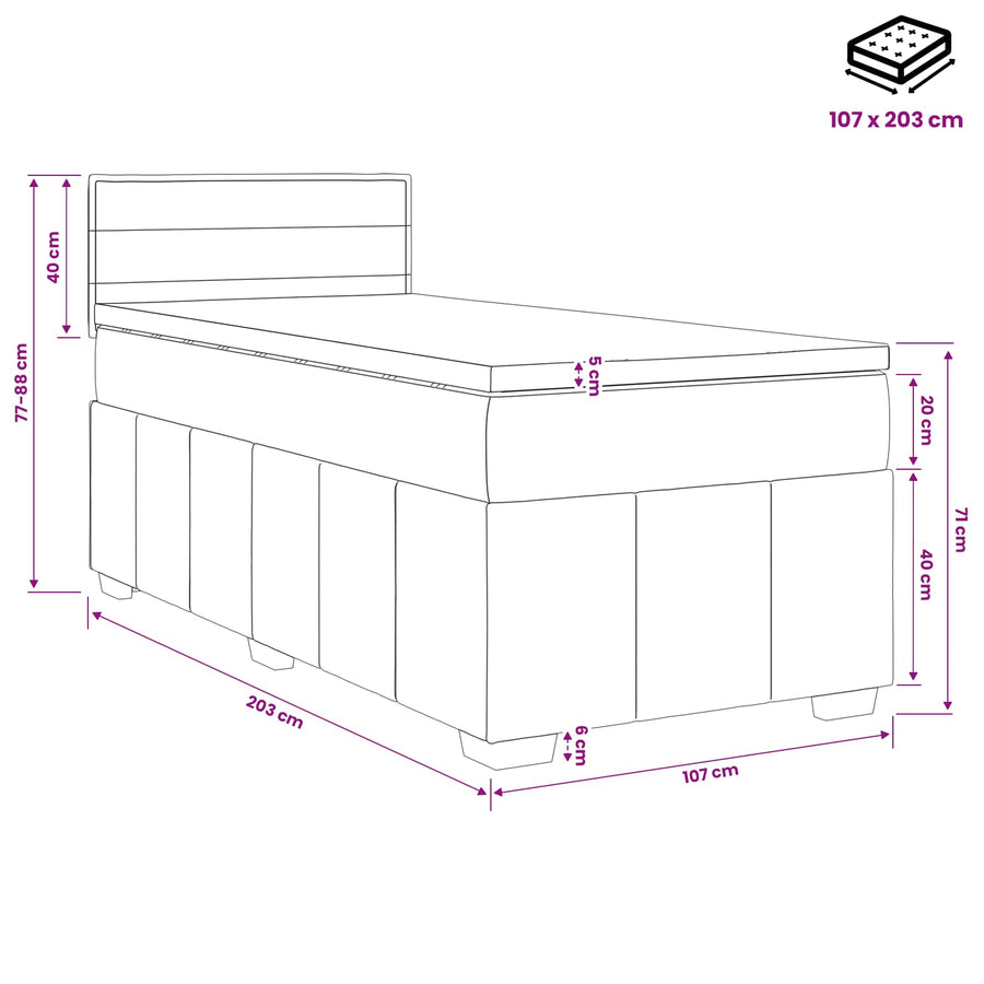 Box Spring Bed with Mattress Dark Grey 107 x 203 cm Fabric