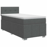 Box Spring Bed with Mattress Dark Grey 107 x 203 cm Fabric