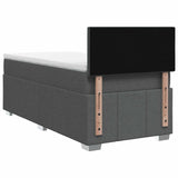 Box Spring Bed with Mattress Dark Grey 107 x 203 cm Fabric - Close-Up Angle