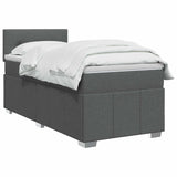 Box Spring Bed with Mattress Dark Grey 107 x 203 cm Fabric