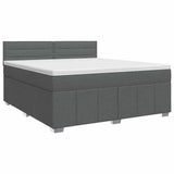 Box Spring Bed with Mattress Dark Grey 153 x 203 cm Fabric