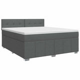 Box Spring Bed with Mattress Dark Grey 153 x 203 cm Fabric