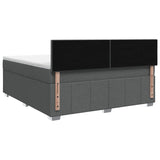 Box Spring Bed with Mattress Dark Grey 153 x 203 cm Fabric