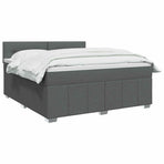 Box Spring Bed with Mattress Dark Grey 153 x 203 cm Fabric