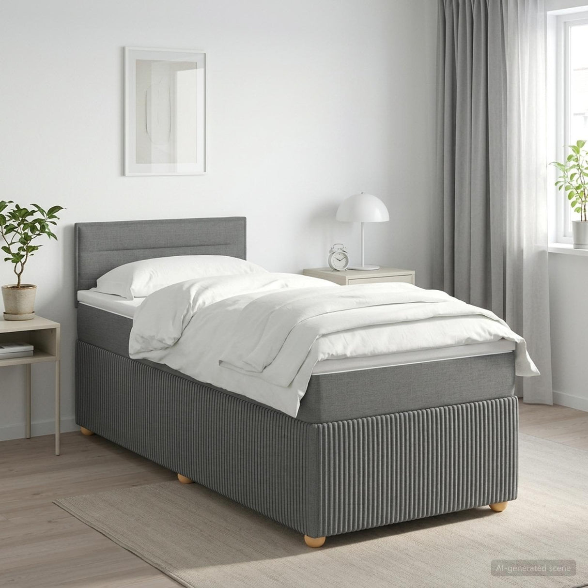 Box Spring Bed with Mattress Dark Grey 107 x 203 cm Fabric
