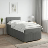 Box Spring Bed with Mattress Dark Grey 107 x 203 cm Fabric