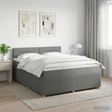 Box Spring Bed with Mattress Dark Grey 137 x 190 cm Fabric