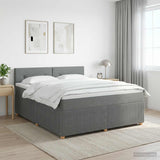 Box Spring Bed with Mattress Dark Grey 153 x 203 cm Fabric