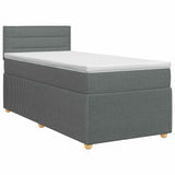 Box Spring Bed with Mattress Dark Grey 107 x 203 cm Fabric - Front View