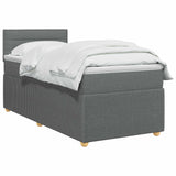 Box Spring Bed with Mattress Dark Grey 107 x 203 cm Fabric