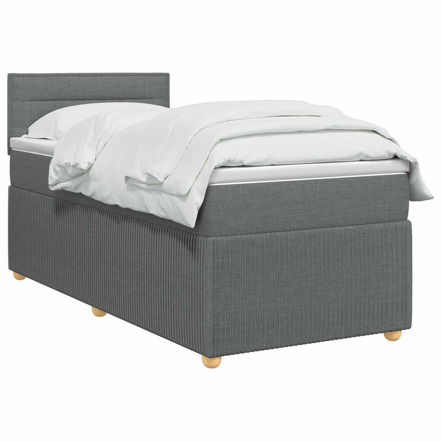 Box Spring Bed with Mattress Dark Grey 107 x 203 cm Fabric
