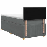 Box Spring Bed with Mattress Dark Grey 107 x 203 cm Fabric - Close-Up Angle