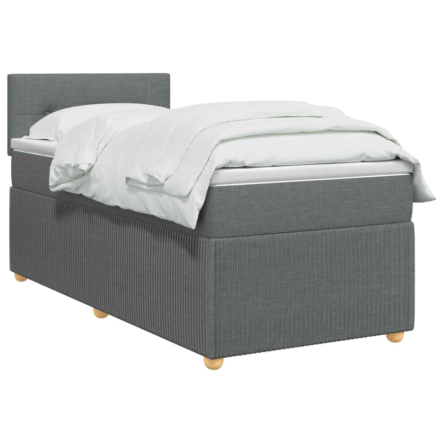Box Spring Bed with Mattress Dark Grey 107 x 203 cm Fabric