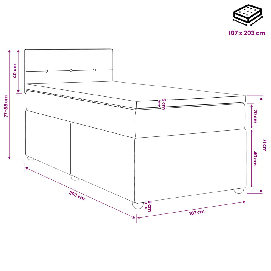 Box Spring Bed with Mattress Dark Grey 107 x 203 cm Fabric