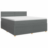Box Spring Bed with Mattress Dark Grey 137 x 190 cm Fabric