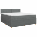 Box Spring Bed with Mattress Dark Grey 137 x 190 cm Fabric