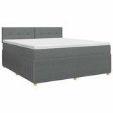Box Spring Bed with Mattress Dark Grey 153 x 203 cm Fabric