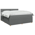 Box Spring Bed with Mattress Dark Grey 153 x 203 cm Fabric