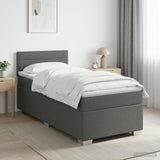 Box Spring Bed with Mattress and LED Dark Grey King Single