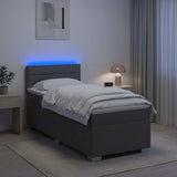 Box Spring Bed with Mattress and LED Dark Grey King Single - Top-Down View