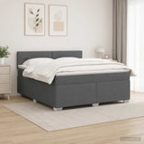 Box Spring Bed with Mattress and LED Dark Grey Queen Size AU - Top-Down View