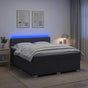 Box Spring Bed with Mattress and LED Dark Grey Queen Size AU